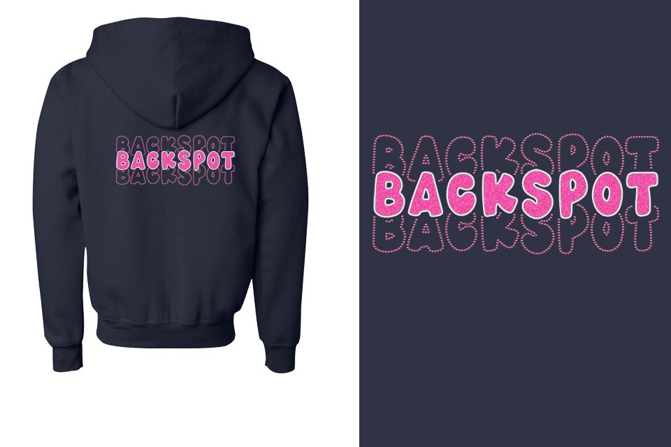 BACKSPOT 3-lines glitter rhinestones Youth Unisex Zip Hoodie