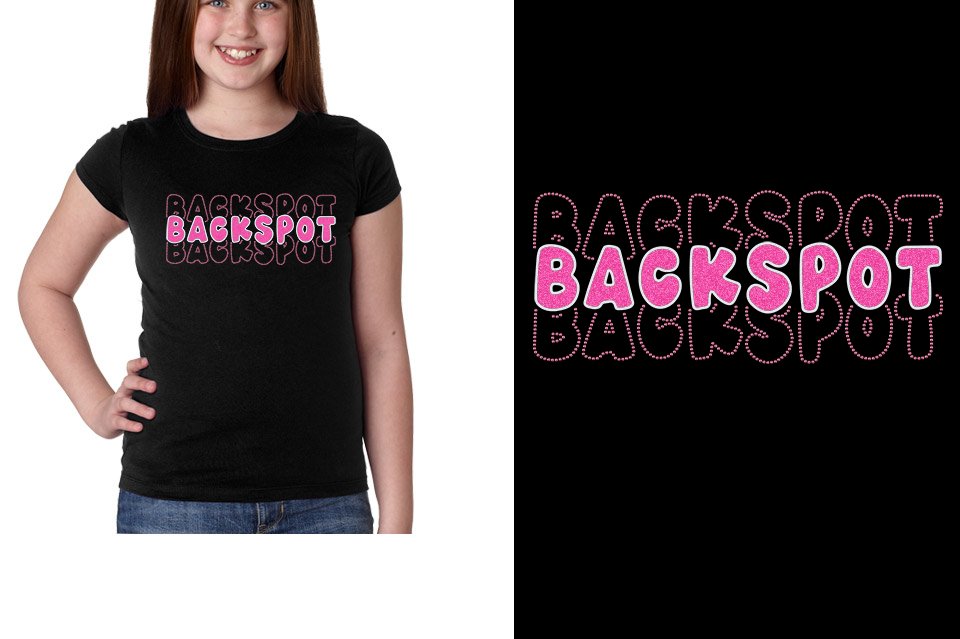BACKSPOT 3-lines glitter rhinestones Girls' Princess T-Shirt