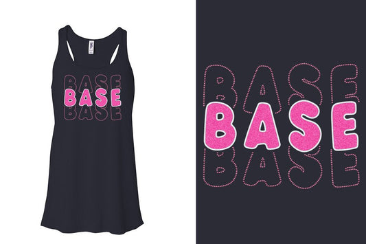 BASE 3-lines glitter rhinestones Youth Flowy Racerback Tank