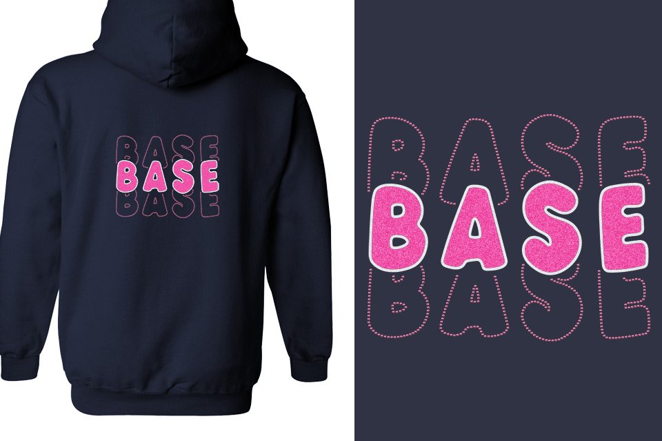 BASE 3-lines glitter rhinestones Unisex Zip Hoodie