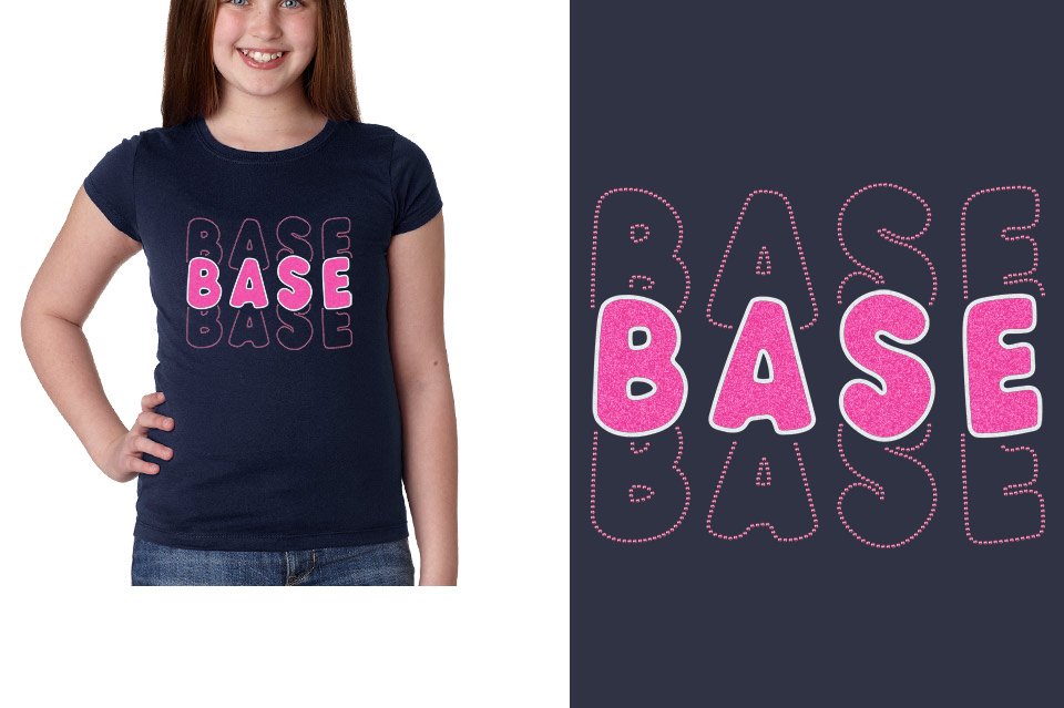 BASE 3-lines glitter rhinestones Girls' Princess T-Shirt