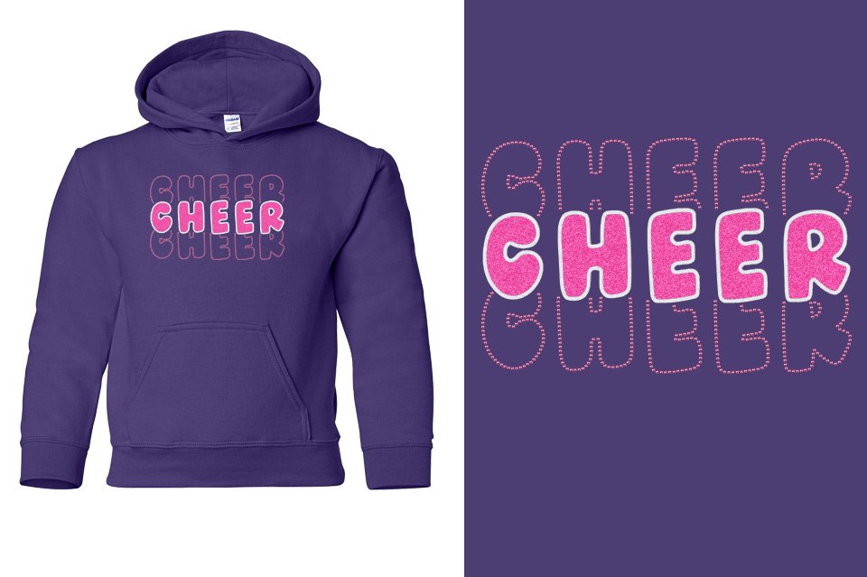 CHEER 3 lines rhinestones Youth Pullover Hoodie