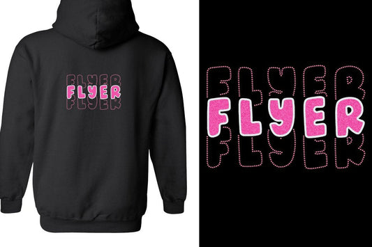 FLYER 3 lines glitter rhinestones Unisex Zip Hoodie