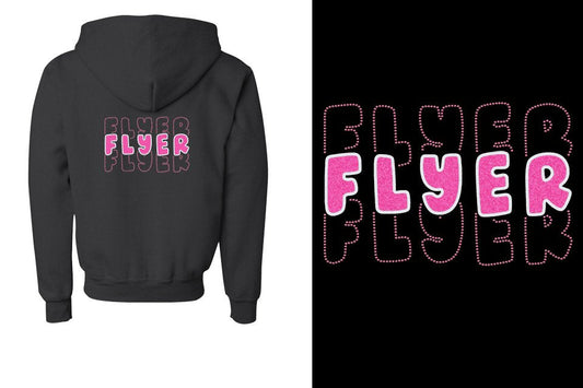 FLYER 3 lines glitter rhinestones Youth Unisex Zip Hoodie