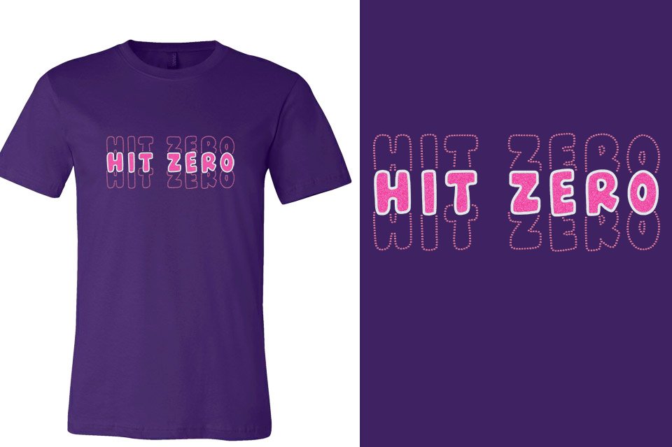 HIT ZERO 3 lines glitter rhinestones Unisex t-shirt