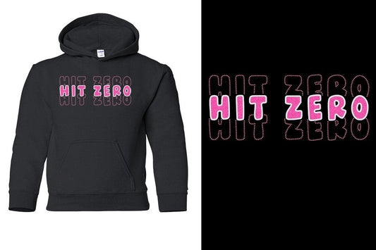 HIT ZERO 3 lines glitter rhinestones Youth Pullover Hoodie