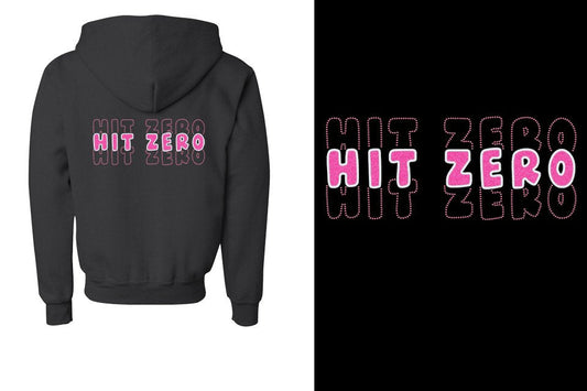 HIT ZERO 3 lines glitter rhinestones Youth Unisex Zip Hoodie