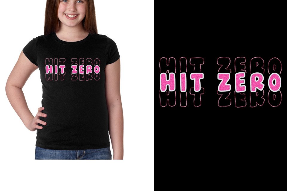 HIT ZERO 3 lines glitter rhinestones Girls' Princess T-Shirt