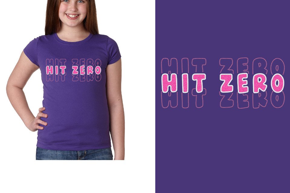 HIT ZERO 3 lines glitter rhinestones Girls' Princess T-Shirt