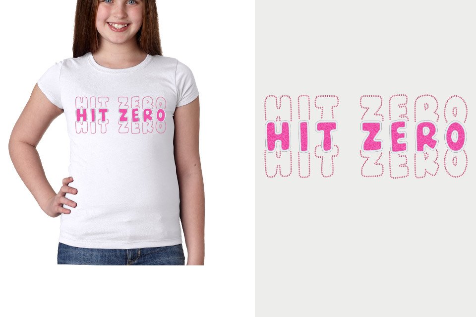 HIT ZERO 3 lines glitter rhinestones Girls' Princess T-Shirt