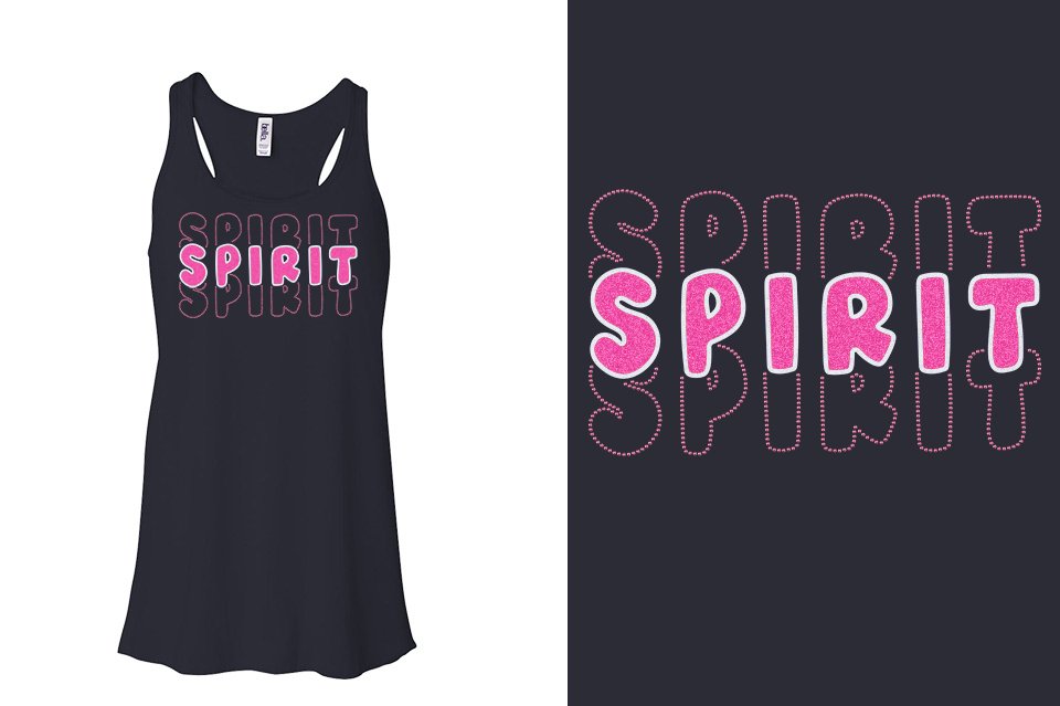 SPIRIT 3 lines glitter rhinestones Youth Flowy Racerback Tank