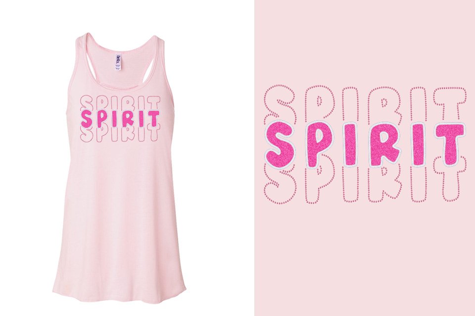 SPIRIT 3 lines glitter rhinestones Youth Flowy Racerback Tank