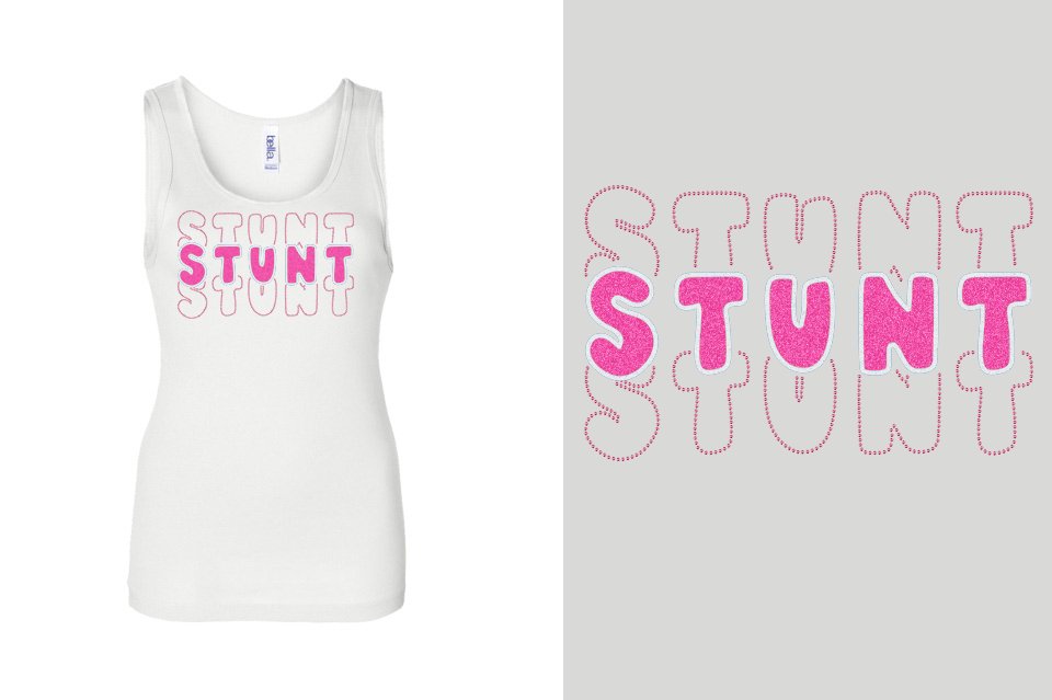 STUNT 3 lines glitter rhinestones Youth Tank