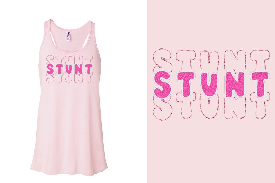 STUNT 3 lines glitter rhinestones Youth Flowy Racerback Tank