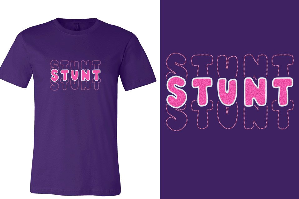 STUNT 3 lines glitter rhinestones Unisex t-shirt