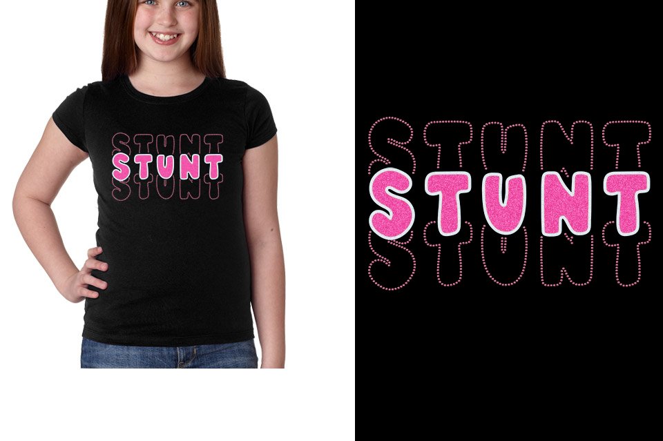 STUNT 3 lines glitter rhinestones Girls' Princess T-Shirt