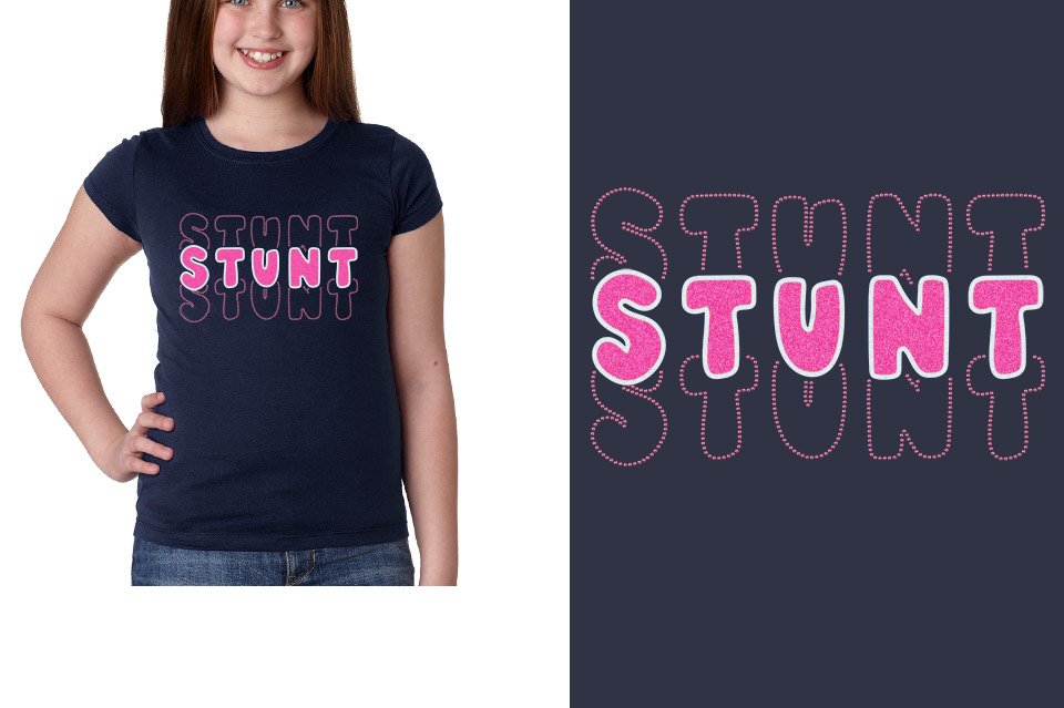 STUNT 3 lines glitter rhinestones Girls' Princess T-Shirt