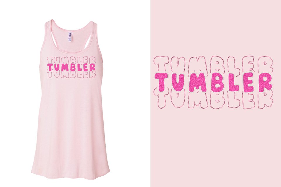TUMBLER 3 lines glitter rhinestones Youth Flowy Racerback Tank