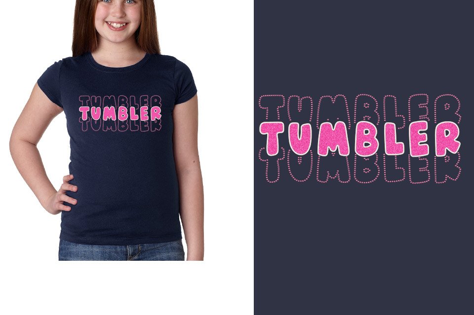 TUMBLER 3 lines glitter rhinestones Girls' Princess T-Shirt