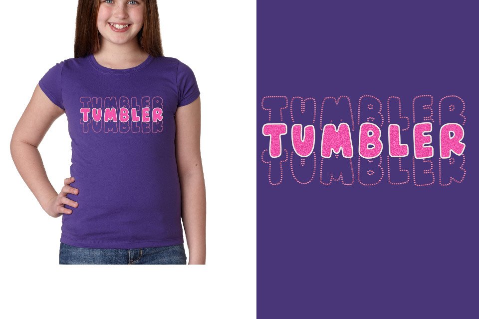 TUMBLER 3 lines glitter rhinestones Girls' Princess T-Shirt