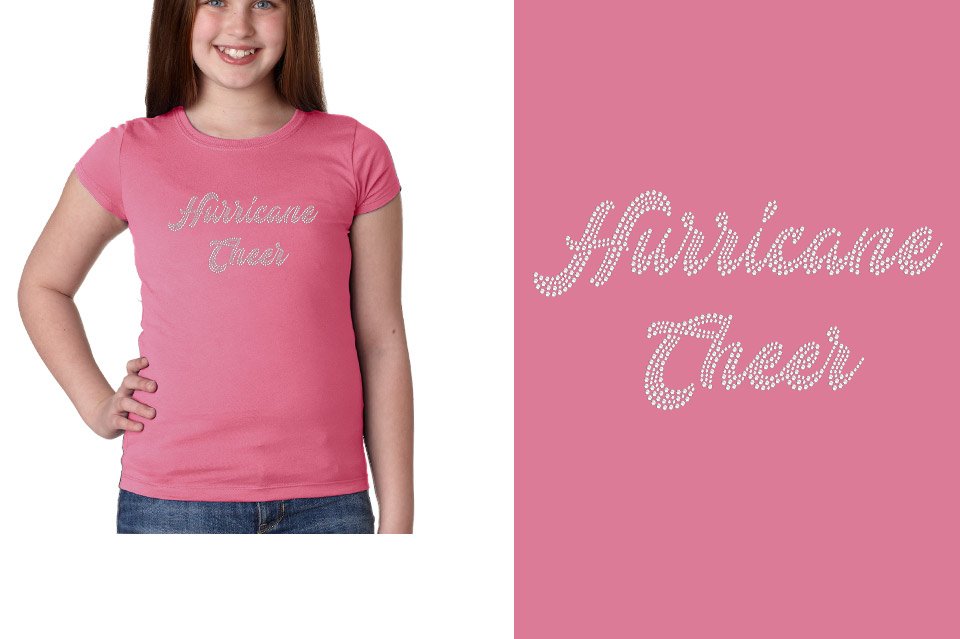 Rhinestones Hurricane script text stones 1-color Youth Girls' Princess T-Shirt