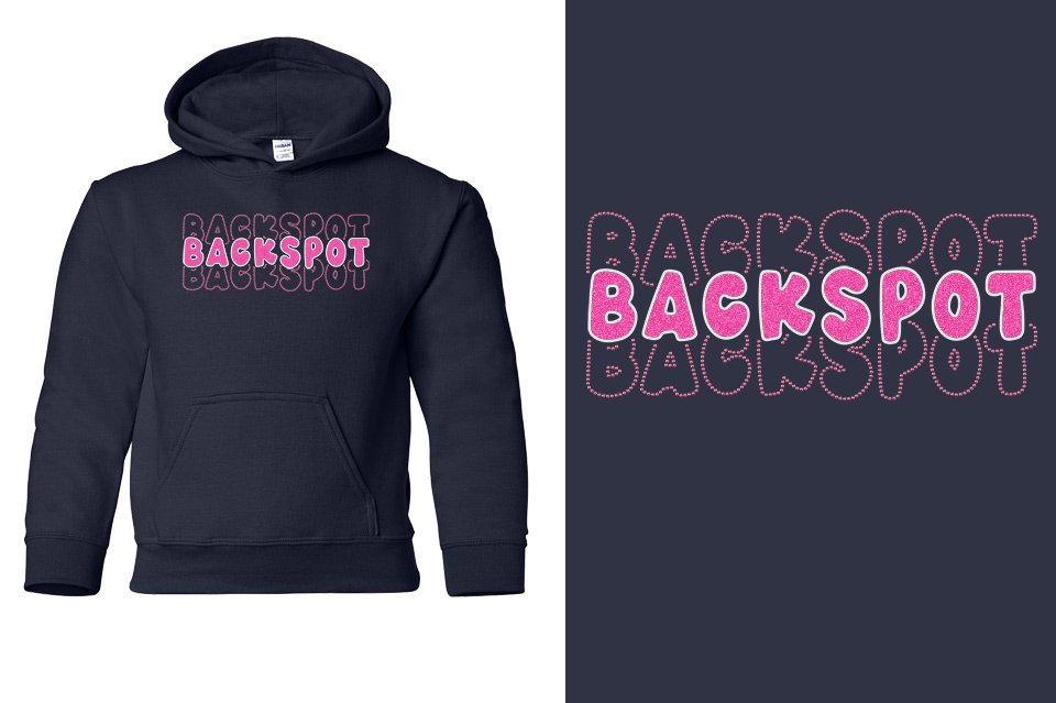 BACKSPOT 3-lines glitter rhinestones Youth Pullover Hoodie