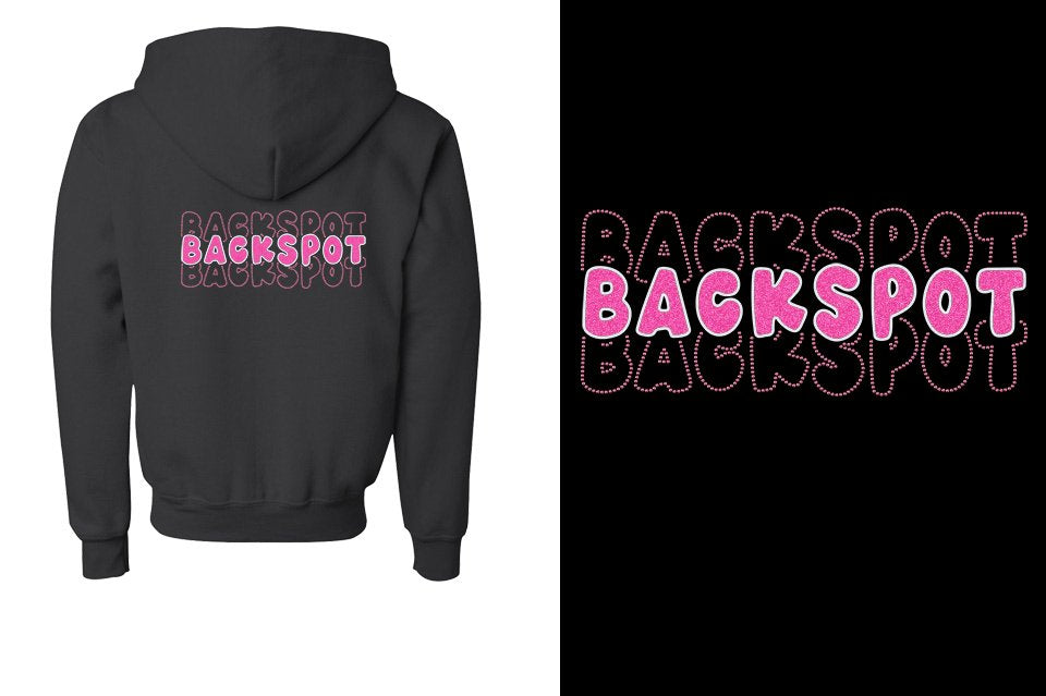 BACKSPOT 3-lines glitter rhinestones Youth Unisex Zip Hoodie