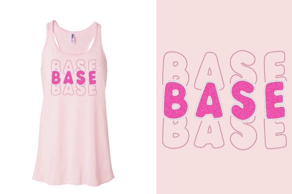 BASE 3-lines glitter rhinestones Youth Flowy Racerback Tank