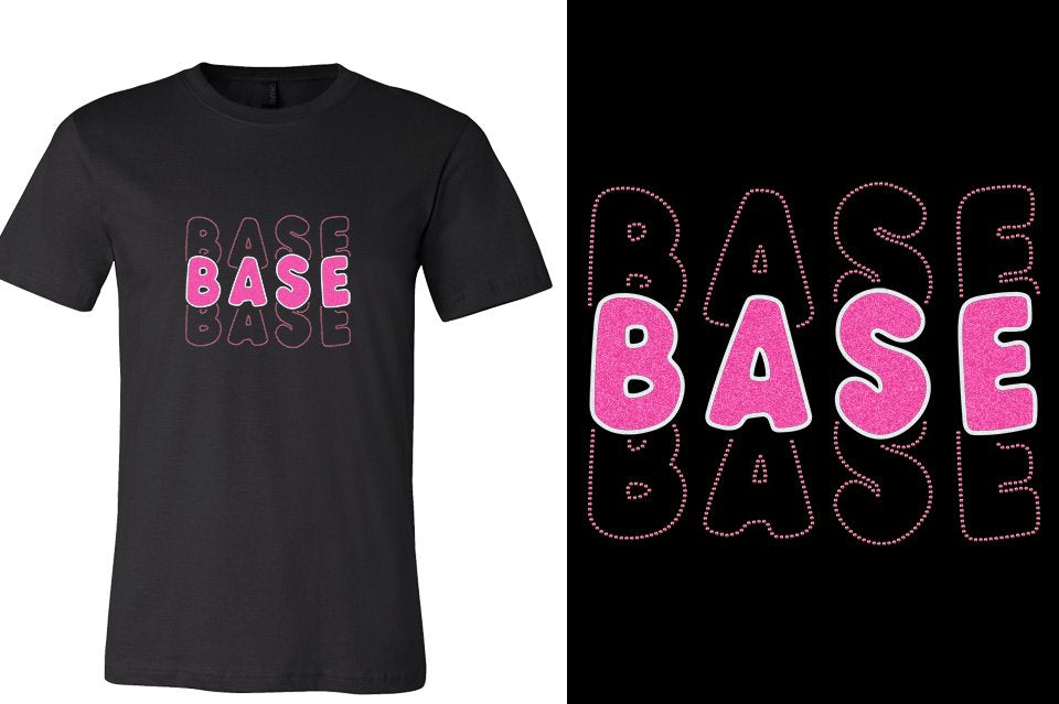 BASE 3-lines glitter rhinestones Unisex t-shirt