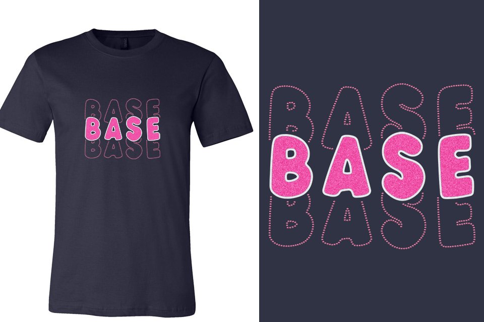 BASE 3-lines glitter rhinestones Unisex t-shirt