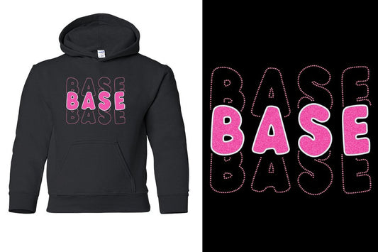 BASE 3-lines glitter rhinestones Youth Pullover Hoodie