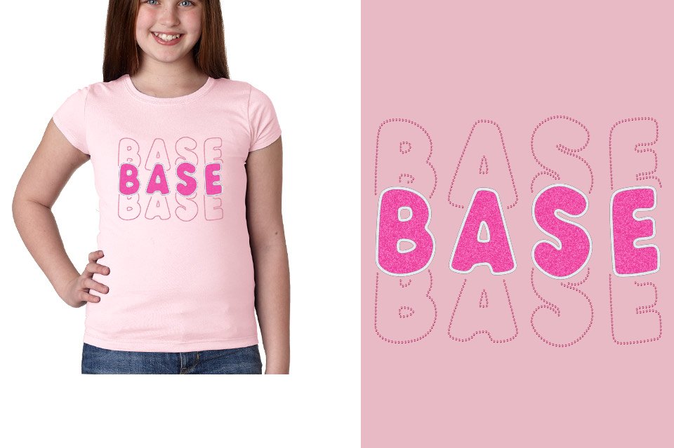 BASE 3-lines glitter rhinestones Girls' Princess T-Shirt