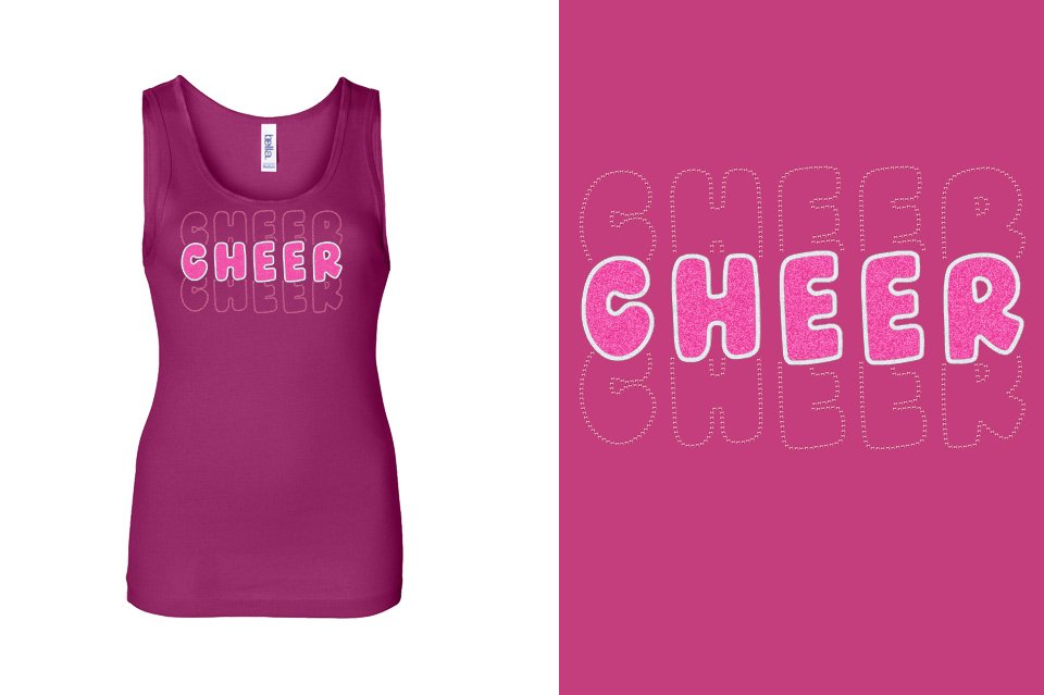 CHEER 3 lines glitter rhinestones Youth Tank