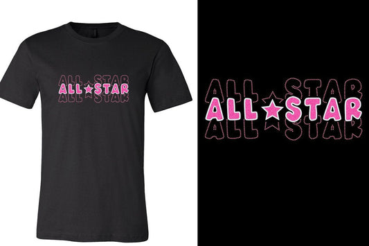 ALL STAR 3 lines glitter rhinestones Unisex t-shirt