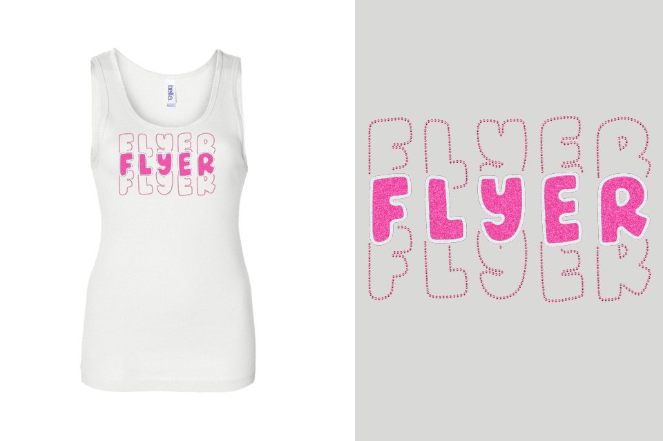 FLYER 3 lines glitter rhinestones Youth Tank