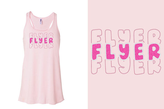 FLYER 3 lines glitter rhinestones Youth Flowy Racerback Tank