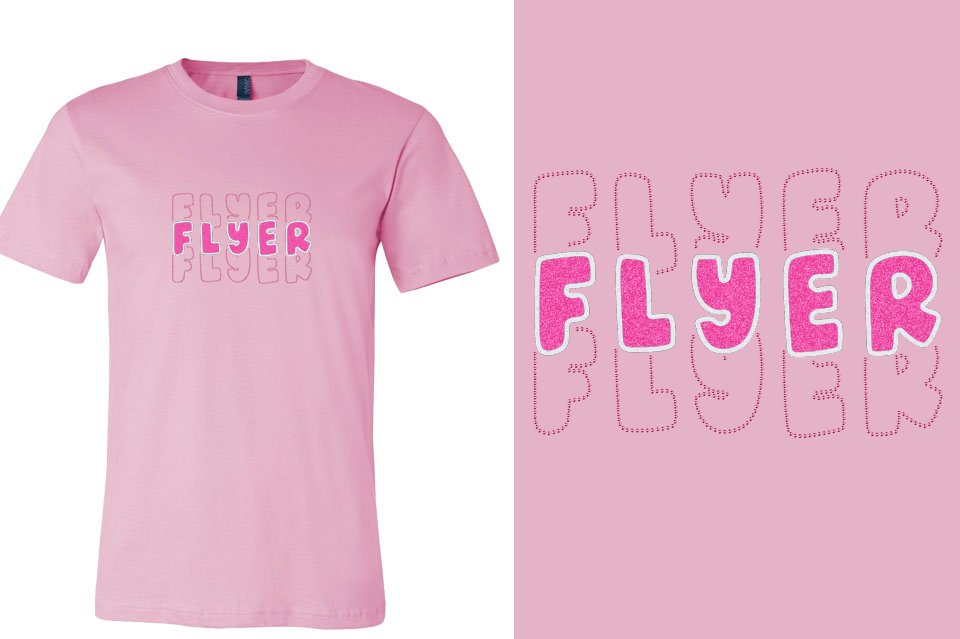 FLYER 3 lines glitter rhinestones Unisex t-shirt