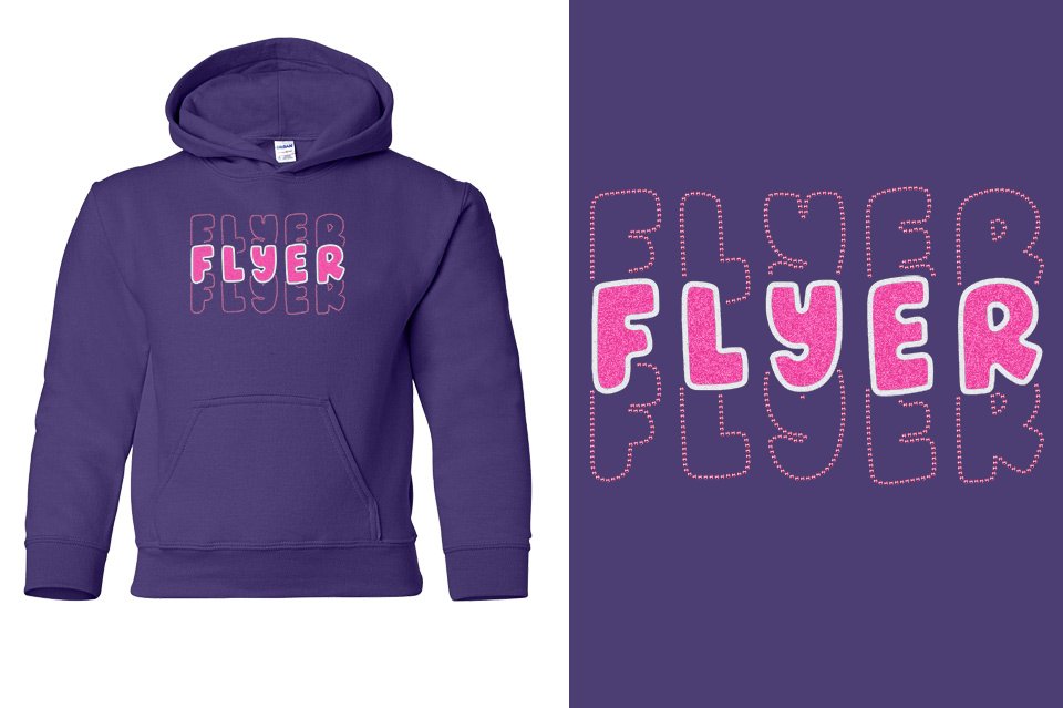 FLYER 3 lines glitter rhinestones Youth Pullover Hoodie