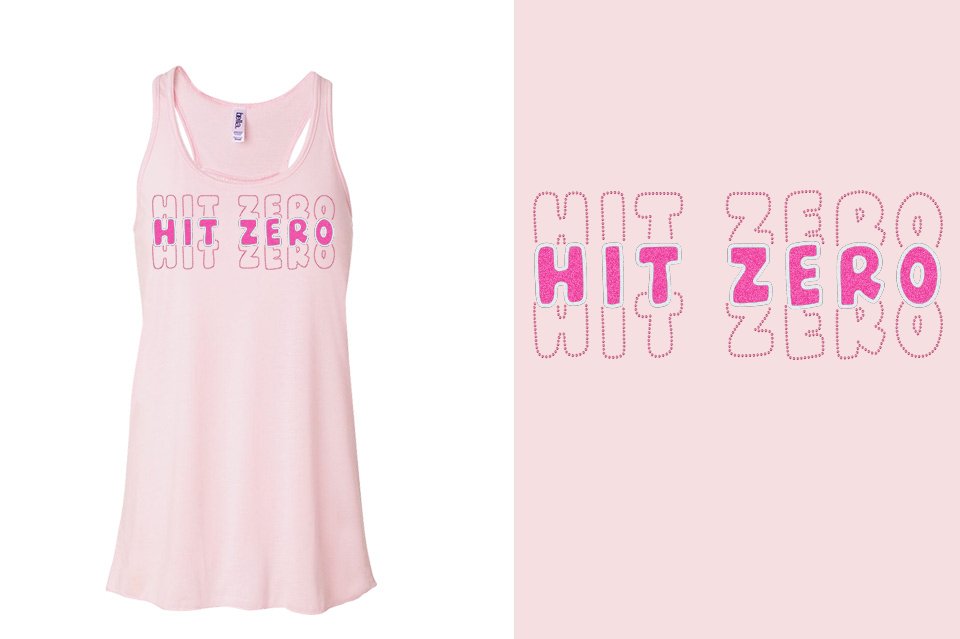 HIT ZERO 3 lines glitter rhinestones Youth Flowy Racerback Tank