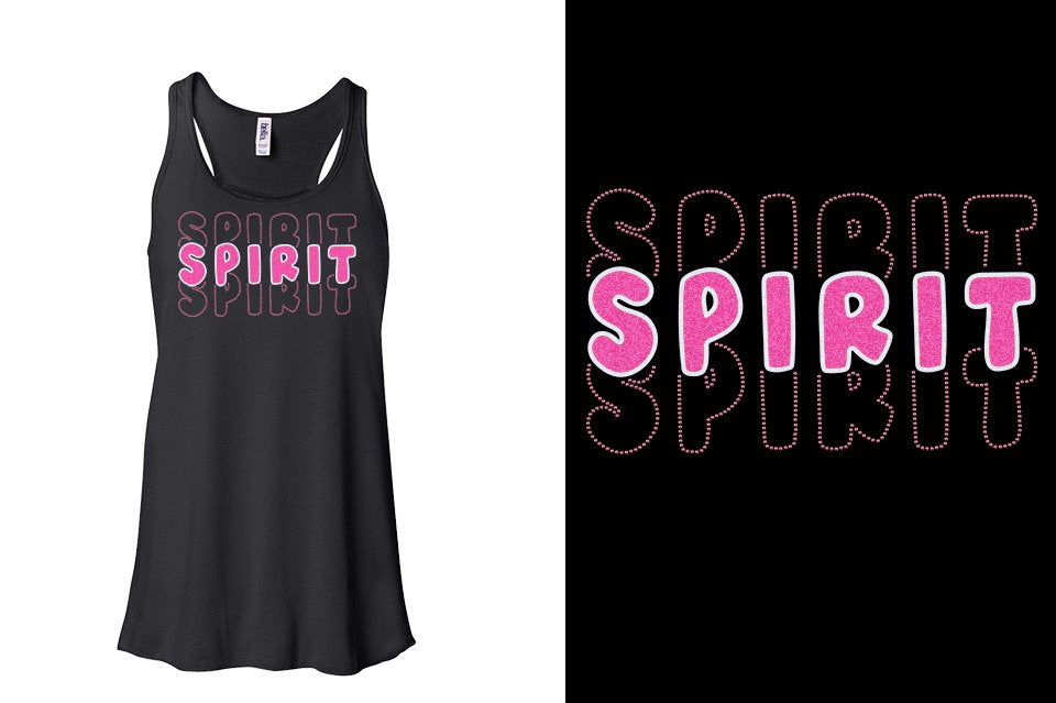 SPIRIT 3 lines glitter rhinestones Youth Flowy Racerback Tank