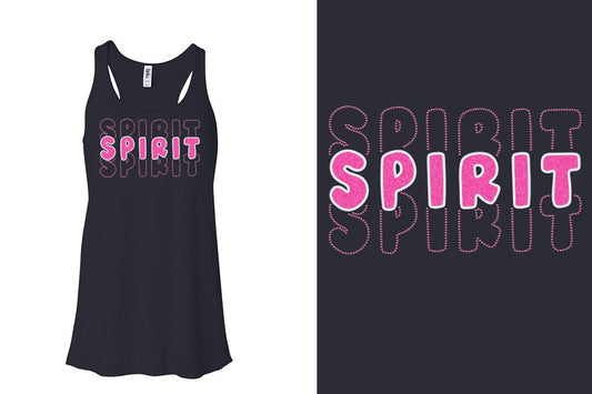 SPIRIT 3 lines glitter rhinestones Youth Flowy Racerback Tank