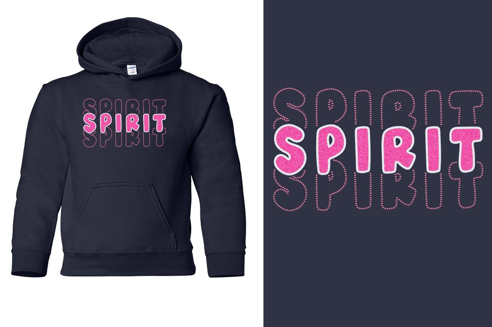 SPIRIT 3 lines glitter rhinestones Youth Pullover Hoodie