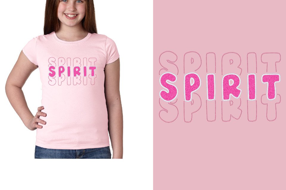 SPIRIT 3 lines glitter rhinestones Girls' Princess T-Shirt