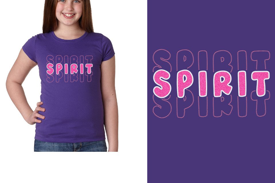 SPIRIT 3 lines glitter rhinestones Girls' Princess T-Shirt