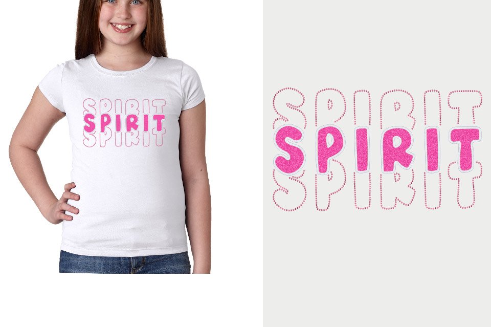 SPIRIT 3 lines glitter rhinestones Girls' Princess T-Shirt