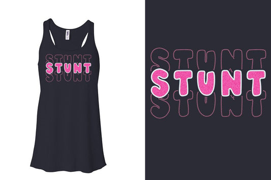 STUNT 3 lines glitter rhinestones Youth Flowy Racerback Tank