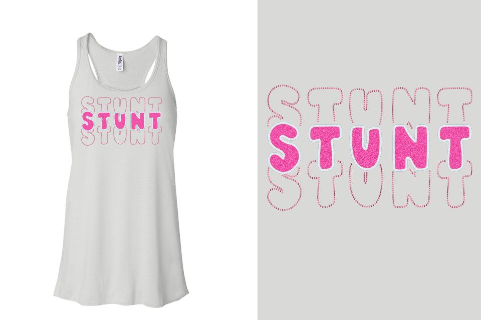 STUNT 3 lines glitter rhinestones Youth Flowy Racerback Tank