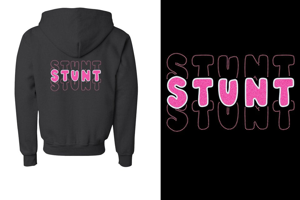 STUNT 3 lines glitter rhinestones Youth Unisex Zip Hoodie