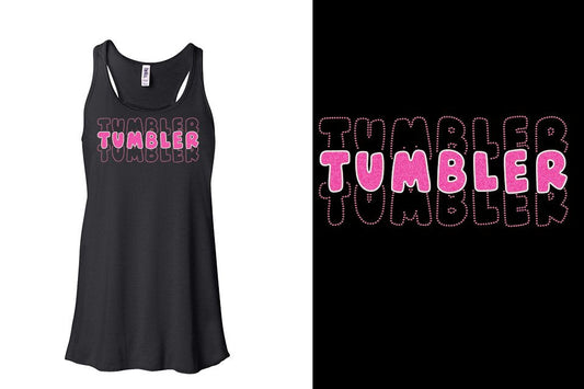 TUMBLER 3 lines glitter rhinestones Youth Flowy Racerback Tank