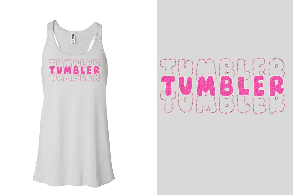 TUMBLER 3 lines glitter rhinestones Youth Flowy Racerback Tank